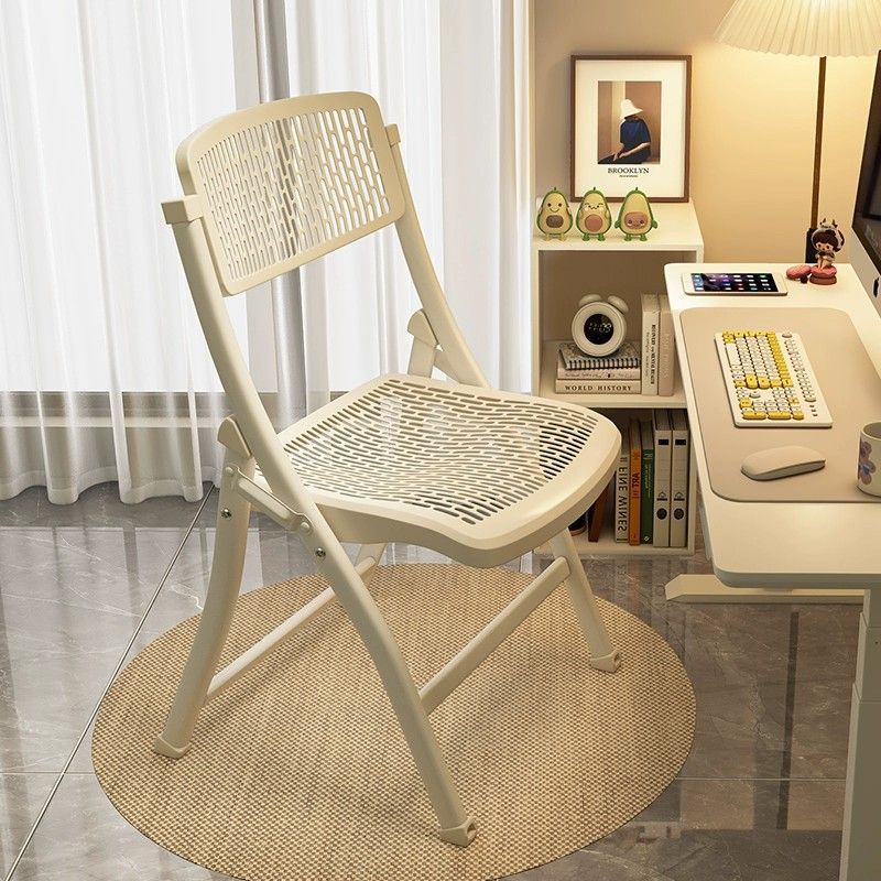 Modern Minimalist Foldable Square Rectangle PP Stainless Steel Desk Chair Backrest Armrest For Home Office