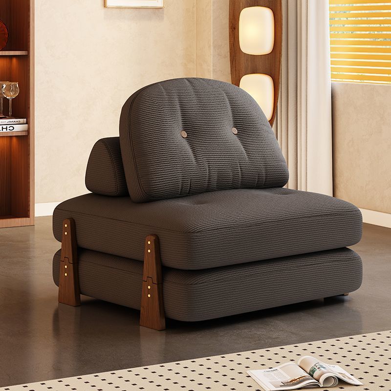 Contemporary Scandinavian Foldable Square Rectangle Wood Corduroy Sofa For Living Room