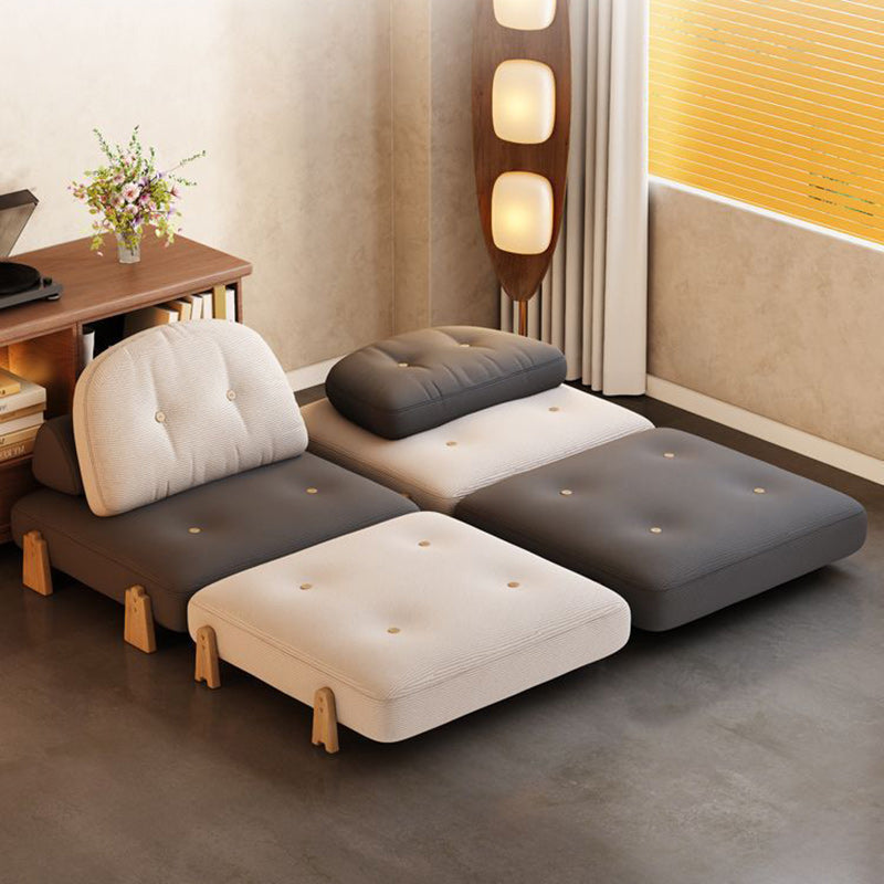 Contemporary Scandinavian Foldable Square Rectangle Wood Corduroy Sofa For Living Room