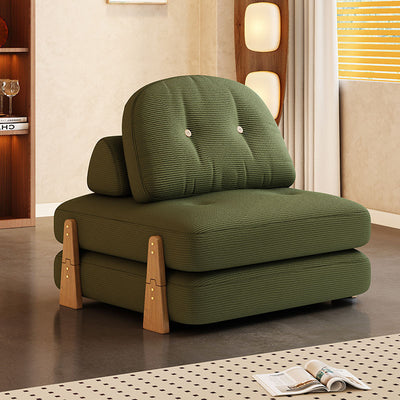 Contemporary Scandinavian Foldable Square Rectangle Wood Corduroy Sofa For Living Room