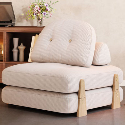 Contemporary Scandinavian Foldable Square Rectangle Wood Corduroy Sofa For Living Room