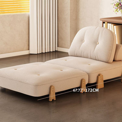 Contemporary Scandinavian Foldable Square Rectangle Wood Corduroy Sofa For Living Room