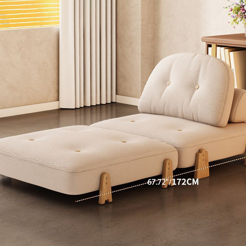 Contemporary Scandinavian Foldable Square Rectangle Wood Corduroy Sofa For Living Room