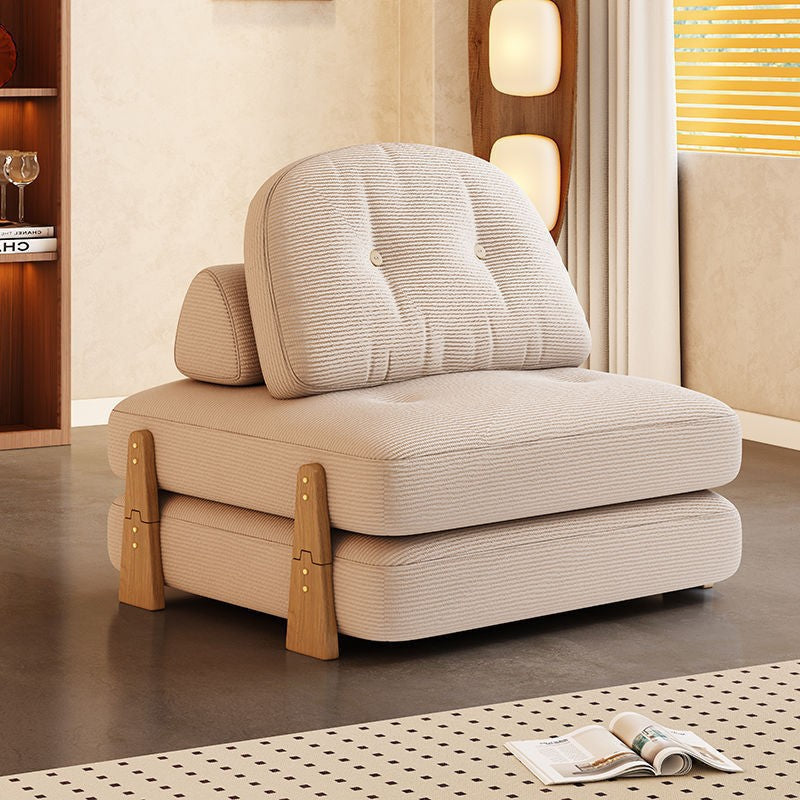 Contemporary Scandinavian Foldable Square Rectangle Wood Corduroy Sofa For Living Room