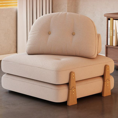 Contemporary Scandinavian Foldable Square Rectangle Wood Corduroy Sofa For Living Room