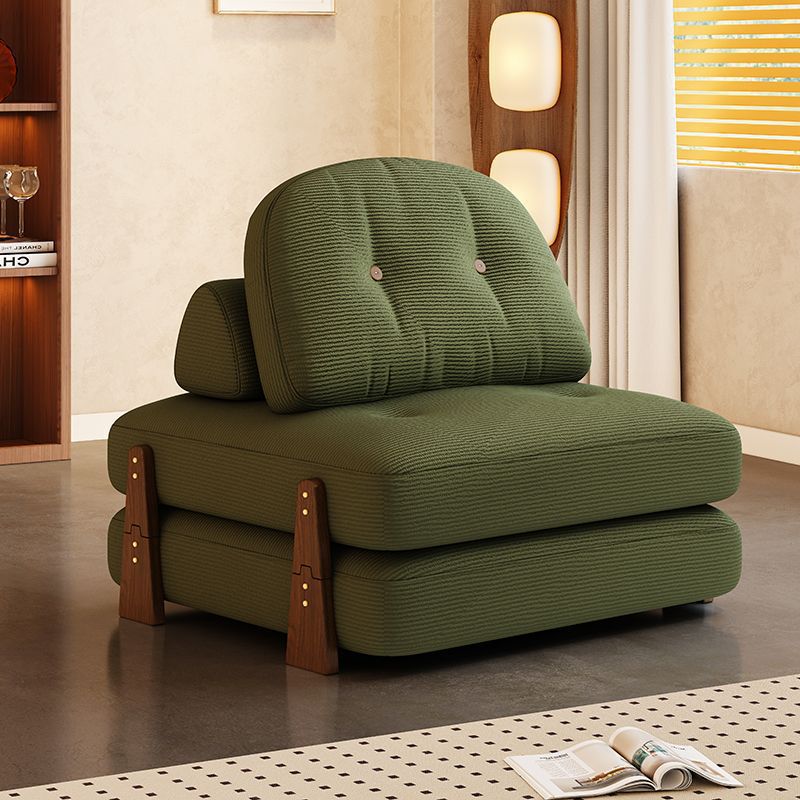 Contemporary Scandinavian Foldable Square Rectangle Wood Corduroy Sofa For Living Room