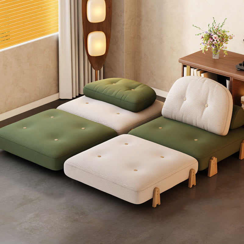Contemporary Scandinavian Foldable Square Rectangle Wood Corduroy Sofa For Living Room