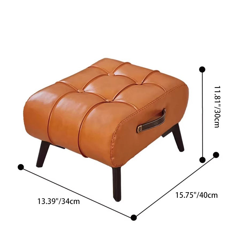 Modern Minimalist Portable Square Rectangle Metal Leather Low Stool Chair For Living Room