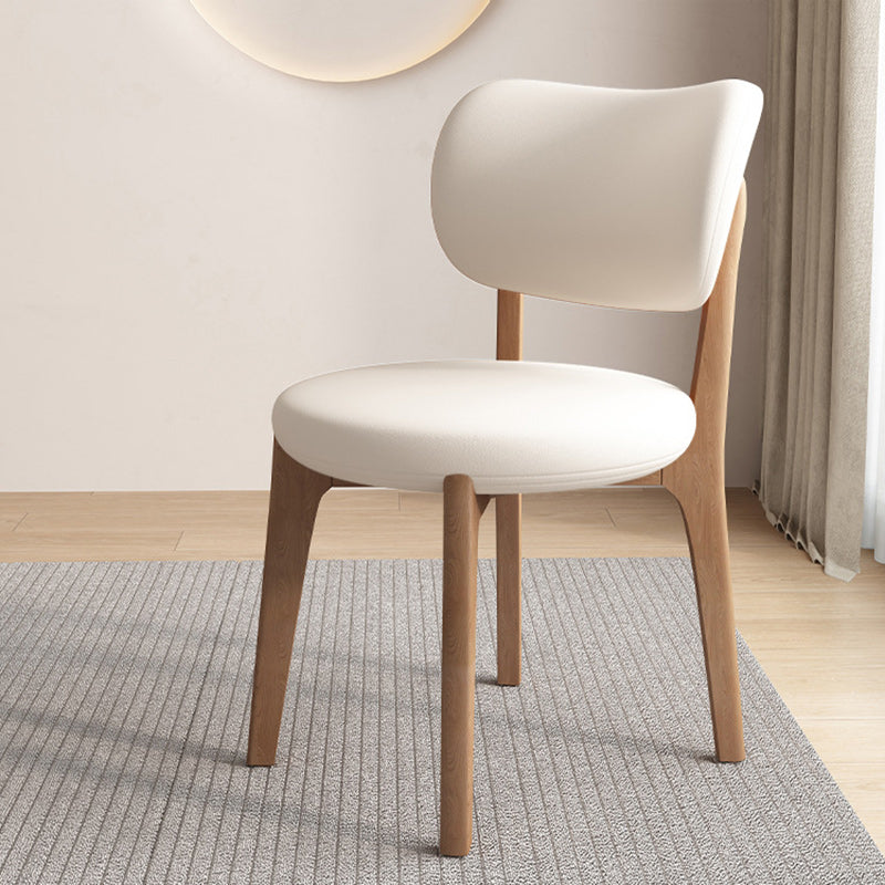 Contemporary Scandinavian Round Curve Oak Leather Dining Chair Backrest For Dining Room