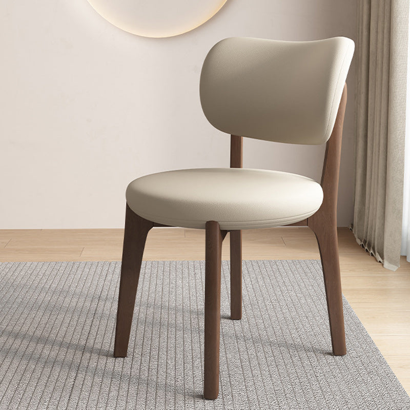 Contemporary Scandinavian Round Curve Oak Leather Dining Chair Backrest For Dining Room