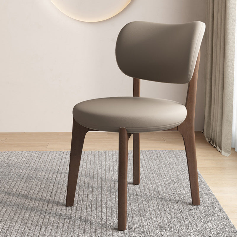 Contemporary Scandinavian Round Curve Oak Leather Dining Chair Backrest For Dining Room
