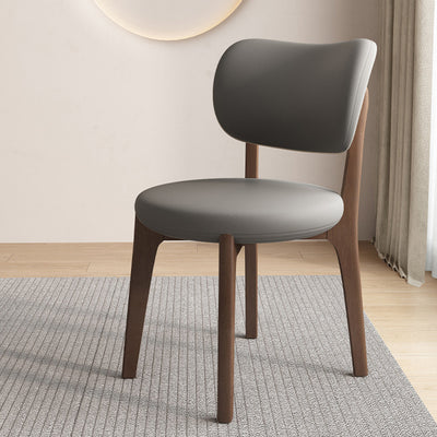 Contemporary Scandinavian Round Curve Oak Leather Dining Chair Backrest For Dining Room