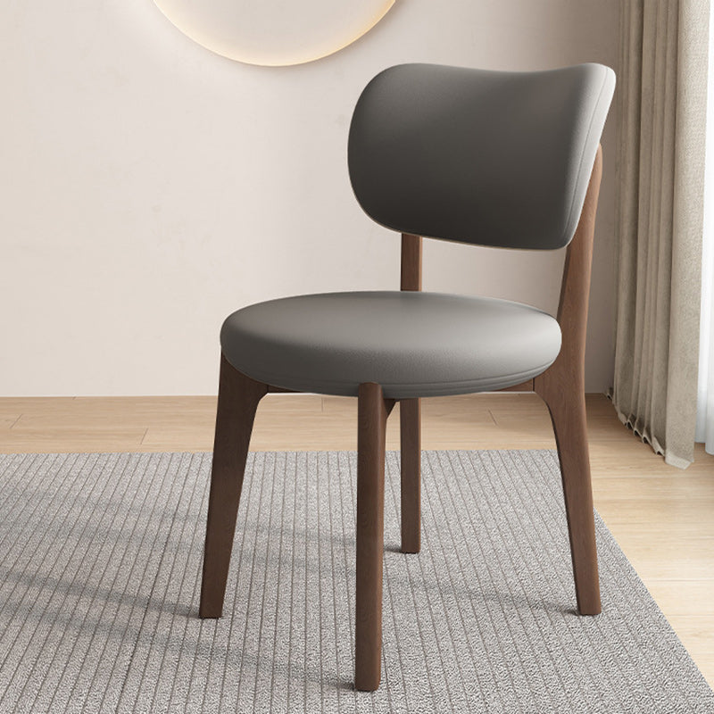 Contemporary Scandinavian Round Curve Oak Leather Dining Chair Backrest For Dining Room