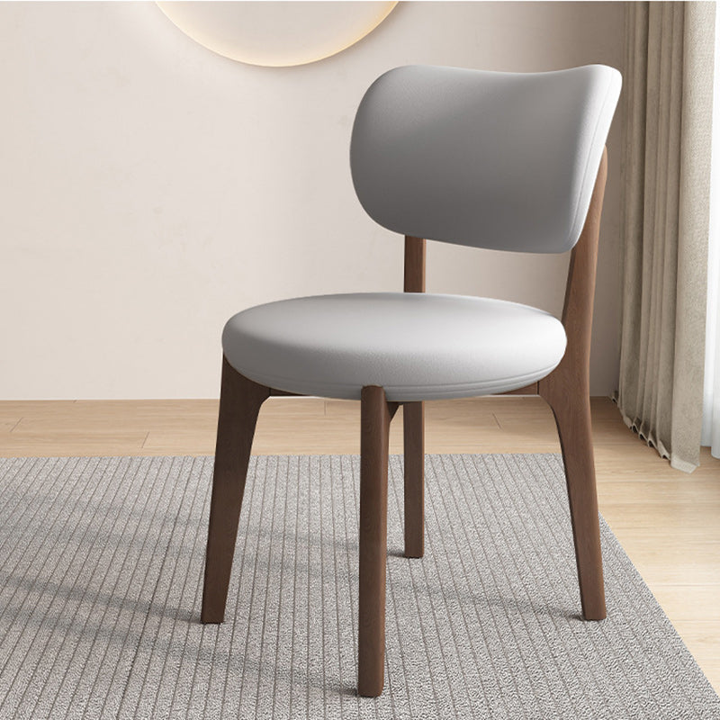 Contemporary Scandinavian Round Curve Oak Leather Dining Chair Backrest For Dining Room