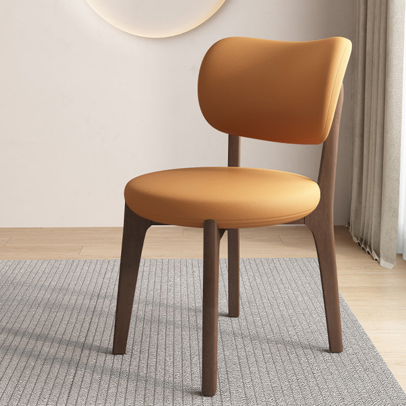 Contemporary Scandinavian Round Curve Oak Leather Dining Chair Backrest For Dining Room