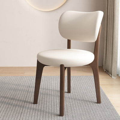 Contemporary Scandinavian Round Curve Oak Leather Dining Chair Backrest For Dining Room