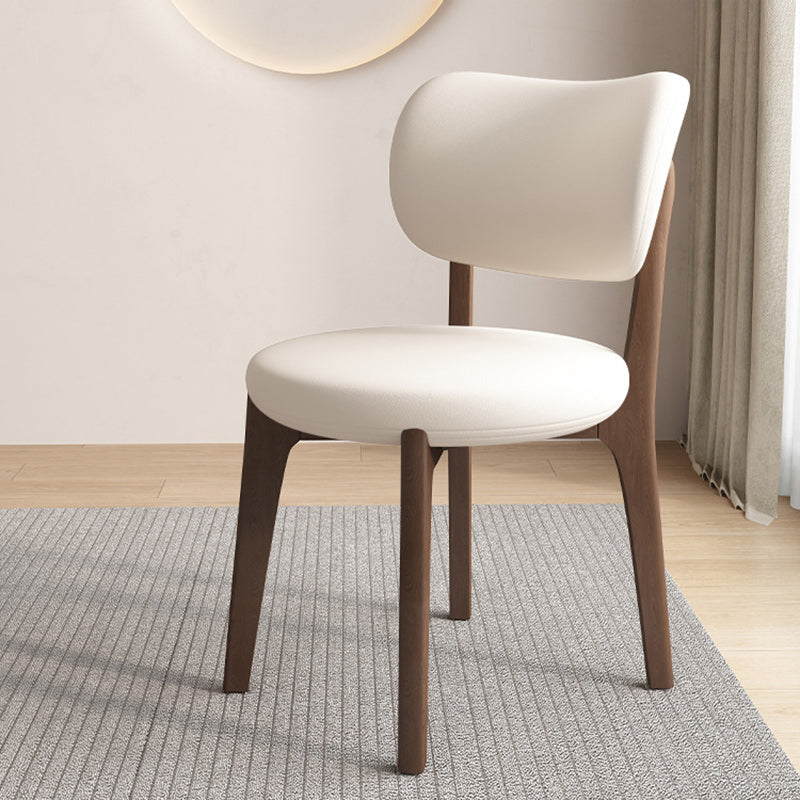 Contemporary Scandinavian Round Curve Oak Leather Dining Chair Backrest For Dining Room