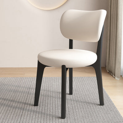 Contemporary Scandinavian Round Curve Oak Leather Dining Chair Backrest For Dining Room