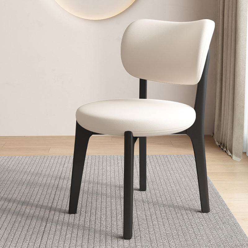 Contemporary Scandinavian Round Curve Oak Leather Dining Chair Backrest For Dining Room