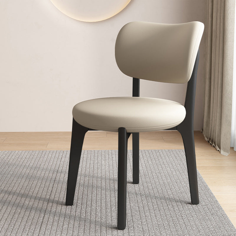 Contemporary Scandinavian Round Curve Oak Leather Dining Chair Backrest For Dining Room