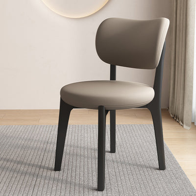 Contemporary Scandinavian Round Curve Oak Leather Dining Chair Backrest For Dining Room