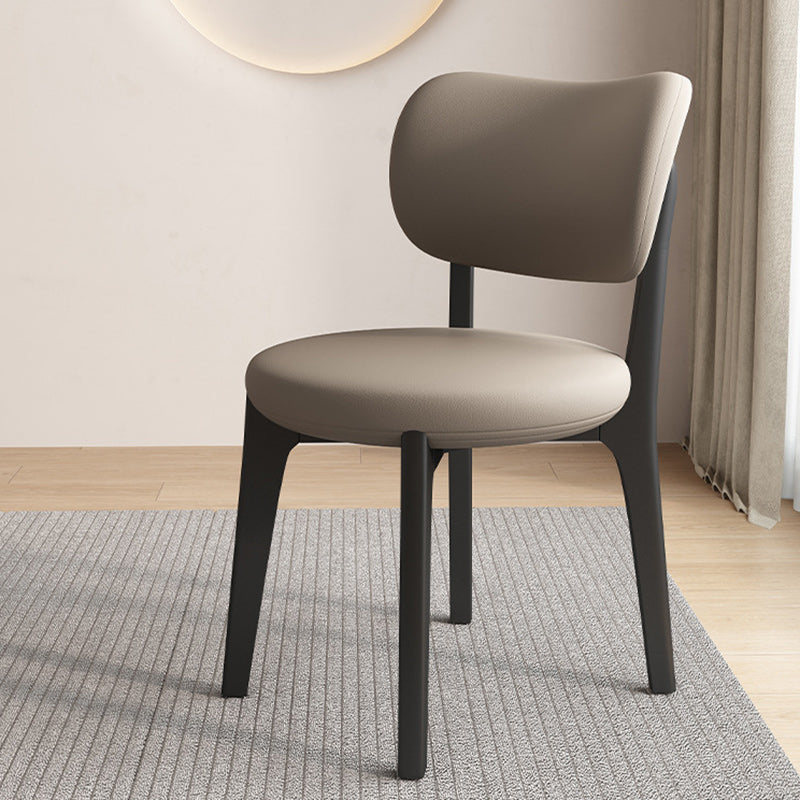 Contemporary Scandinavian Round Curve Oak Leather Dining Chair Backrest For Dining Room