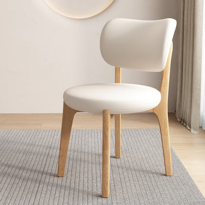 Contemporary Scandinavian Round Curve Oak Leather Dining Chair Backrest For Dining Room