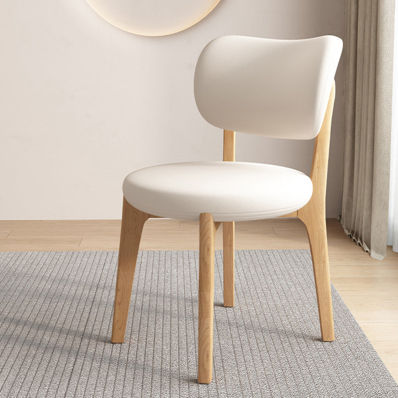 Contemporary Scandinavian Round Curve Oak Leather Dining Chair Backrest For Dining Room