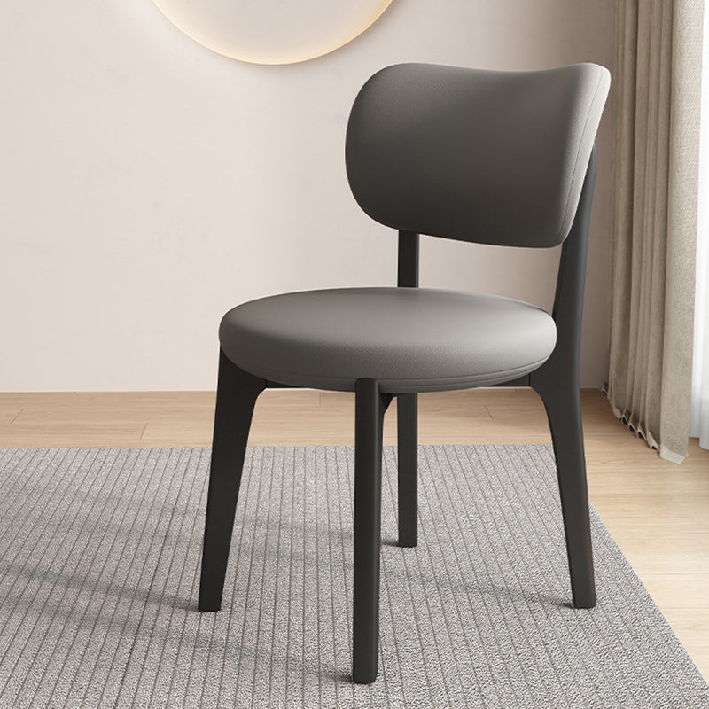Contemporary Scandinavian Round Curve Oak Leather Dining Chair Backrest For Dining Room