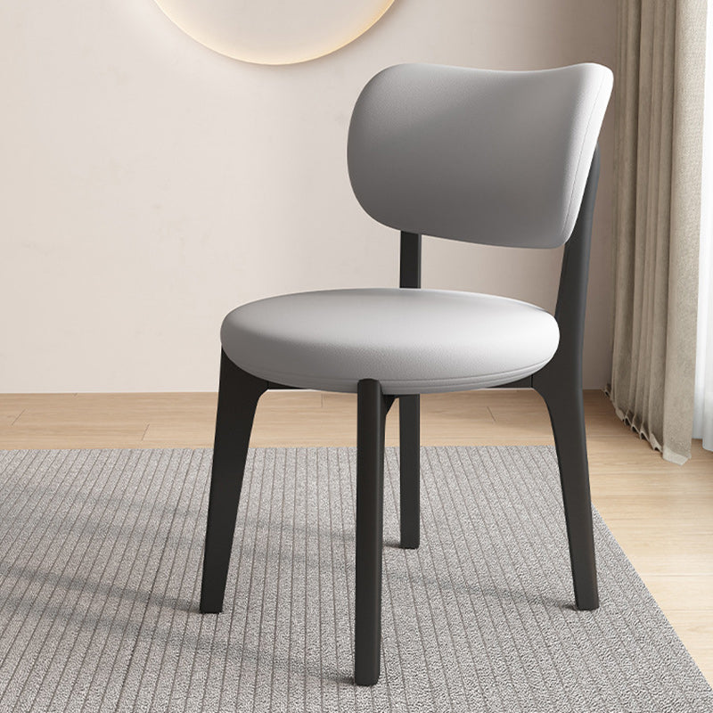 Contemporary Scandinavian Round Curve Oak Leather Dining Chair Backrest For Dining Room
