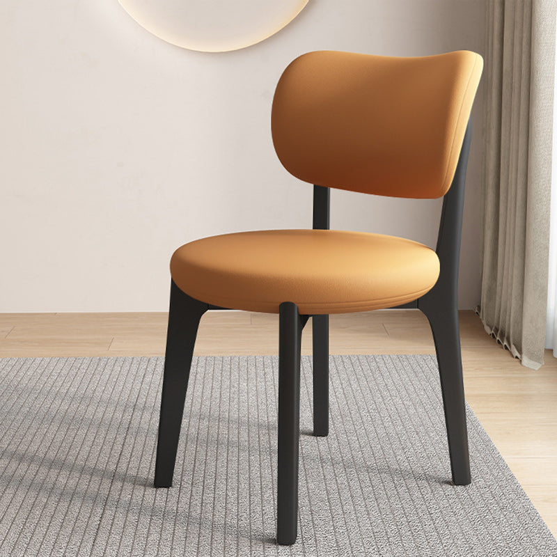 Contemporary Scandinavian Round Curve Oak Leather Dining Chair Backrest For Dining Room