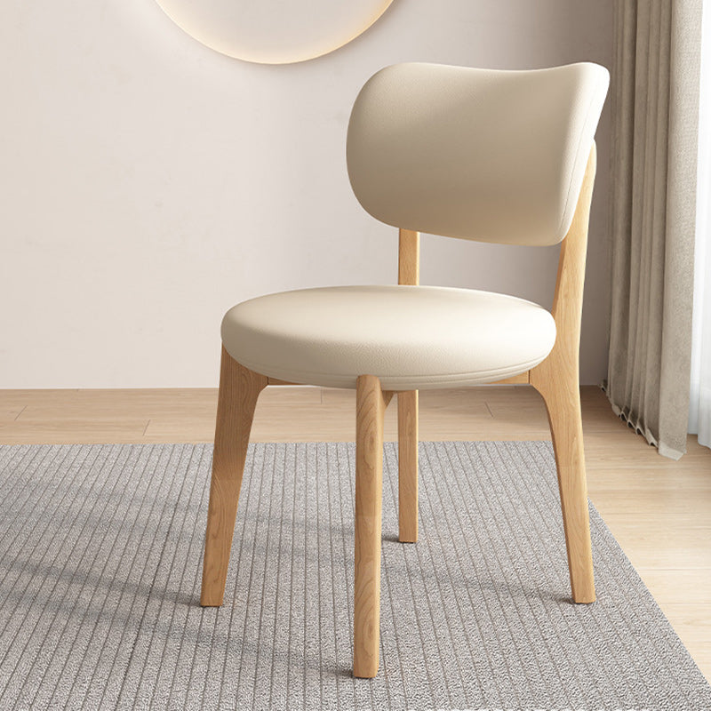 Contemporary Scandinavian Round Curve Oak Leather Dining Chair Backrest For Dining Room