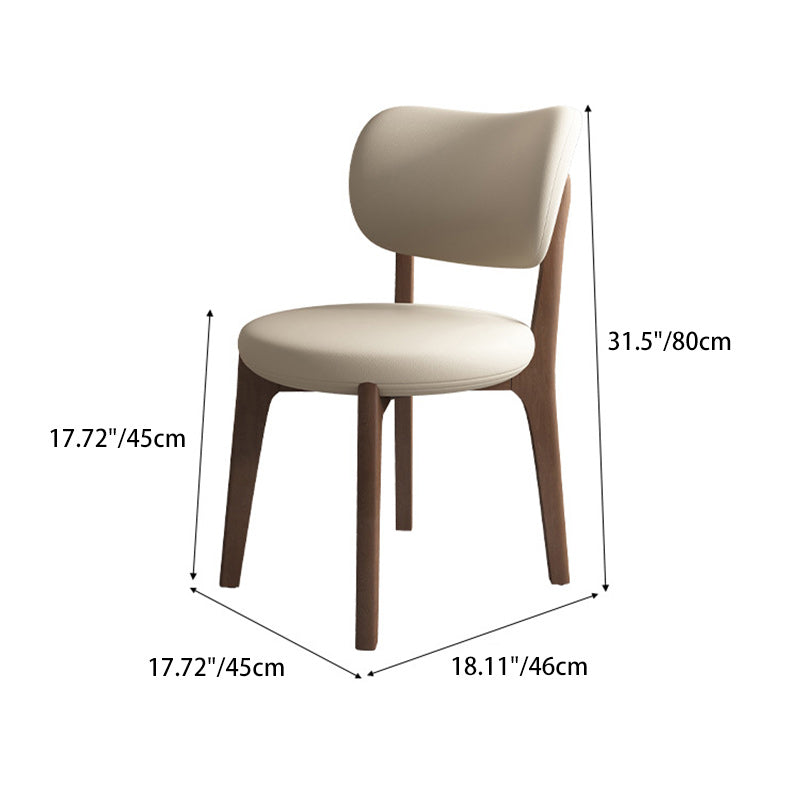 Contemporary Scandinavian Round Curve Oak Leather Dining Chair Backrest For Dining Room