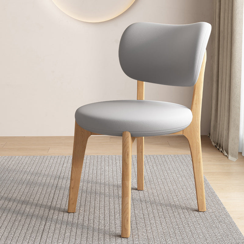 Contemporary Scandinavian Round Curve Oak Leather Dining Chair Backrest For Dining Room