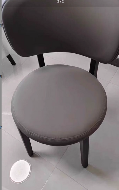 Contemporary Scandinavian Round Curve Oak Leather Dining Chair Backrest For Dining Room