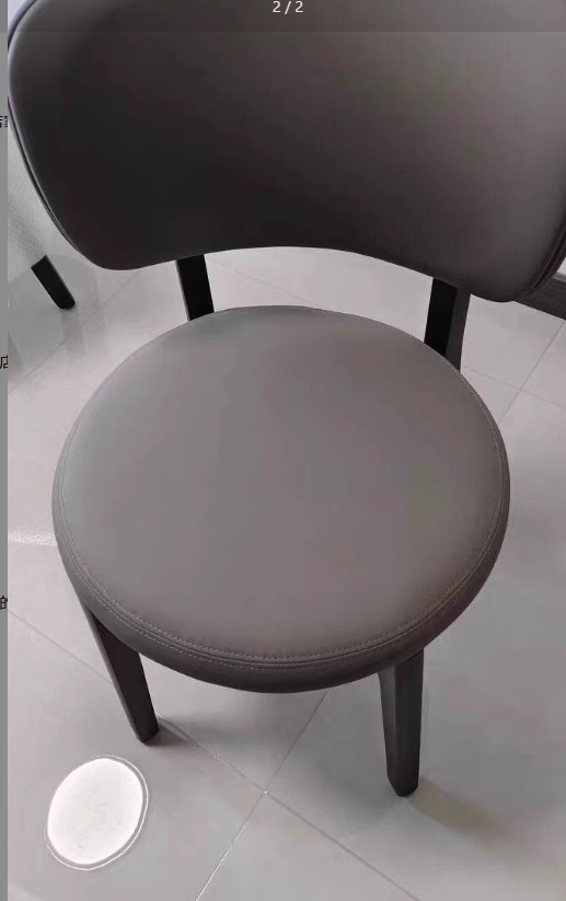 Contemporary Scandinavian Round Curve Oak Leather Dining Chair Backrest For Dining Room