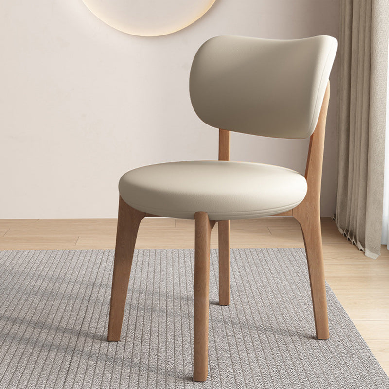 Contemporary Scandinavian Round Curve Oak Leather Dining Chair Backrest For Dining Room