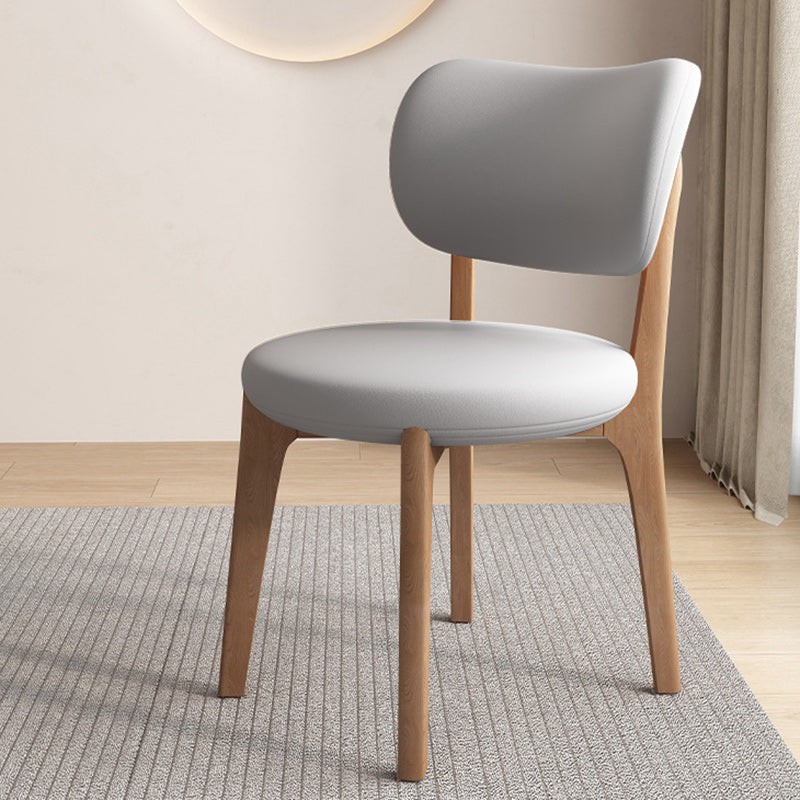 Contemporary Scandinavian Round Curve Oak Leather Dining Chair Backrest For Dining Room