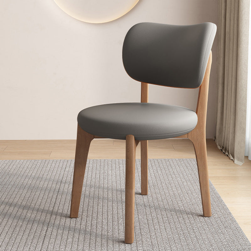 Contemporary Scandinavian Round Curve Oak Leather Dining Chair Backrest For Dining Room
