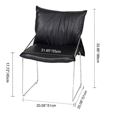 Moderna Silla de Acento de Cuero Metálico Curvado Cuadrado Minimalista con Respaldo y Reposabrazos para Sala de Estar 