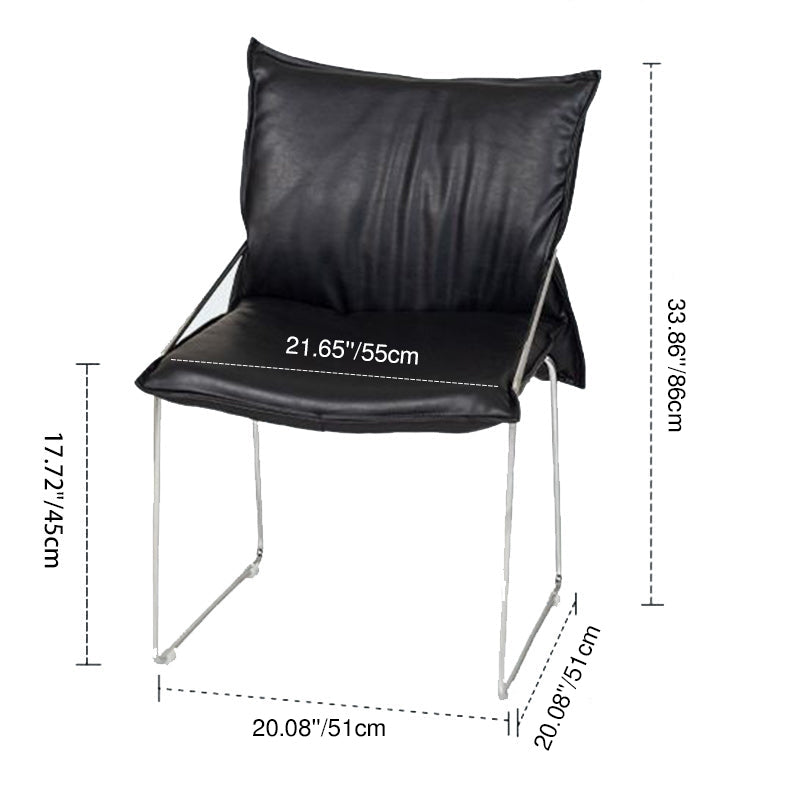 Moderna Silla de Acento de Cuero Metálico Curvado Cuadrado Minimalista con Respaldo y Reposabrazos para Sala de Estar 