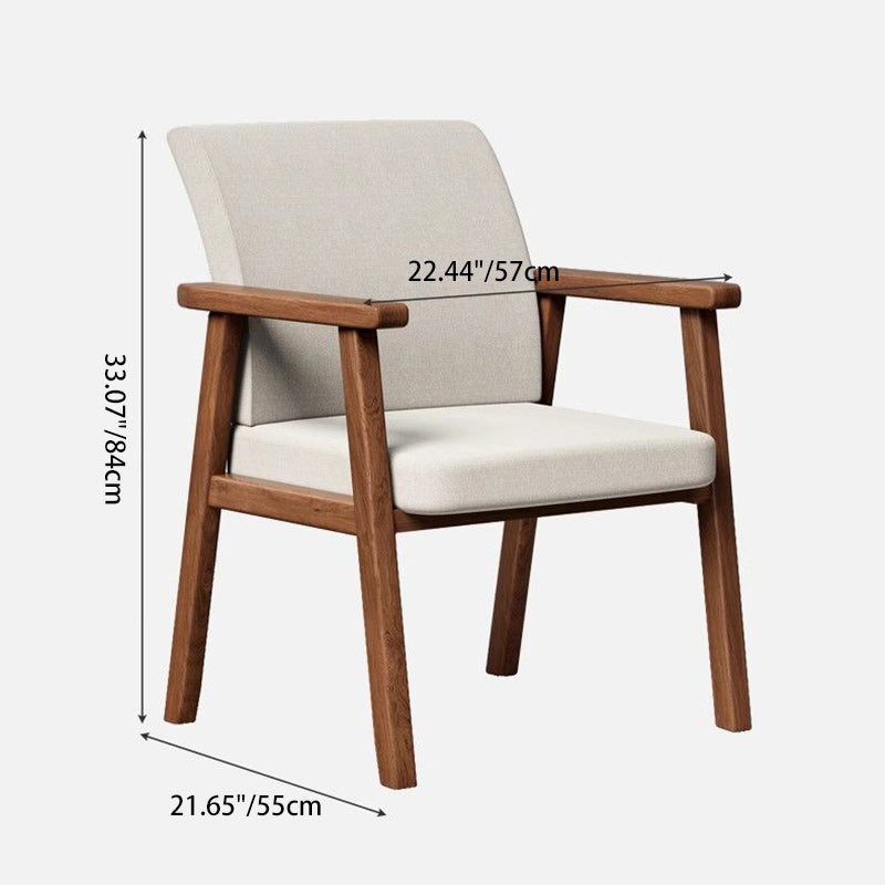 Modern Minimalist Square Wood Cotton Linen Dining Chair Backrest Armrest For Dining Room