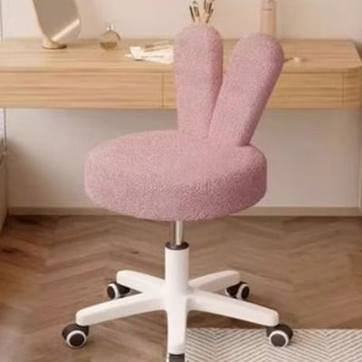 Contemporary Nordic Movable Liftable Rabbit Ears Round Lambswool Metal Nylon Vanity Stool Backrest For Bedroom