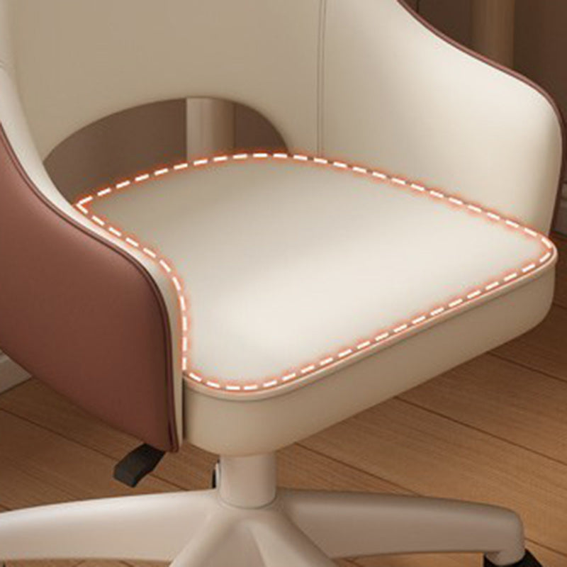 Modern Minimalist PU Leather, Metal & Nylon C-Curve Backrest Desk Chair With Armrest, Swivel & Adjustable Height For Home Office