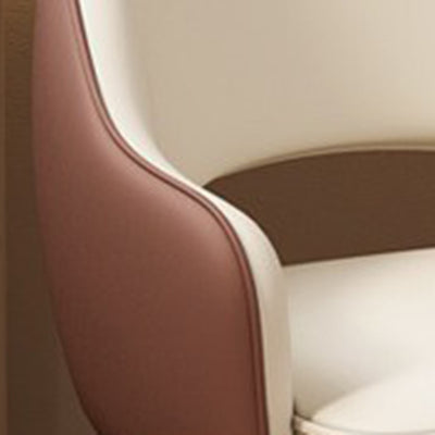 Modern Minimalist PU Leather, Metal & Nylon C-Curve Backrest Desk Chair With Armrest, Swivel & Adjustable Height For Home Office