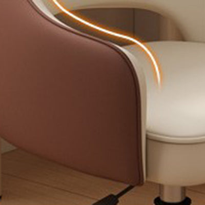 Modern Minimalist PU Leather, Metal & Nylon C-Curve Backrest Desk Chair With Armrest, Swivel & Adjustable Height For Home Office