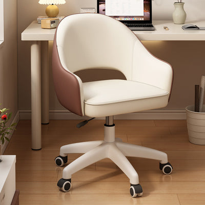 Modern Minimalist PU Leather, Metal & Nylon C-Curve Backrest Desk Chair With Armrest, Swivel & Adjustable Height For Home Office