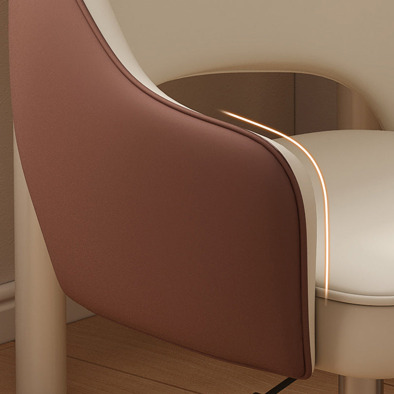 Modern Minimalist PU Leather, Metal & Nylon C-Curve Backrest Desk Chair With Armrest, Swivel & Adjustable Height For Home Office