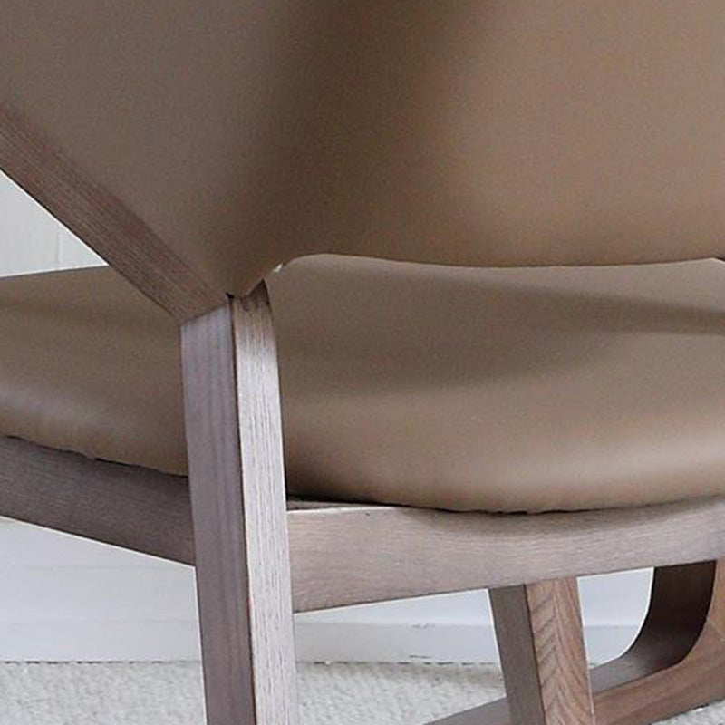 Contemporary Scandinavian Curved Back Microfiber Leather High Resilience Sponge Ash Wood Dining Chair Backrest Armrest For Dining Chair