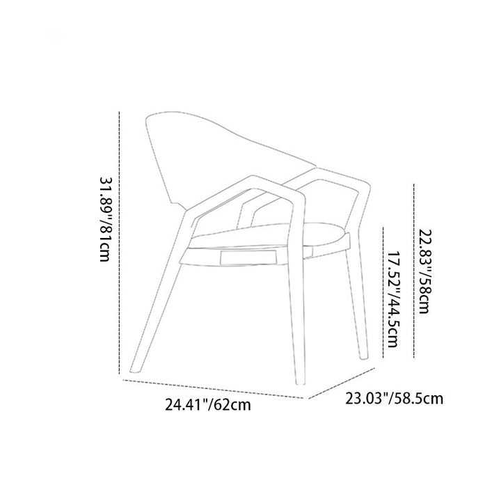 Contemporary Scandinavian Curved Back Microfiber Leather High Resilience Sponge Ash Wood Dining Chair Backrest Armrest For Dining Chair